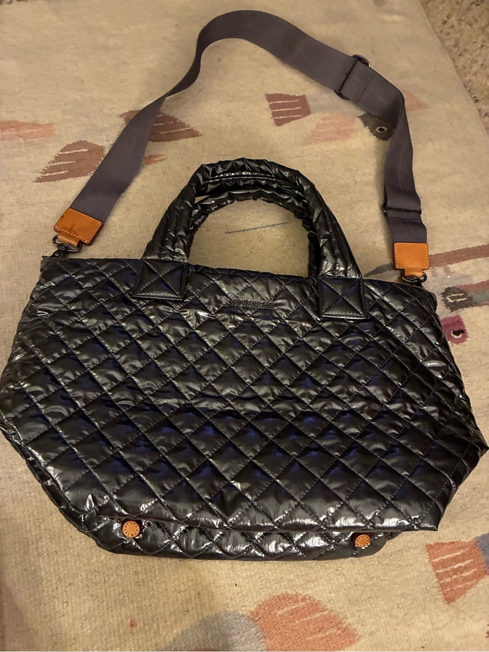 MZ Wallace Quilted Black Women's Tote with Adjustable Strap